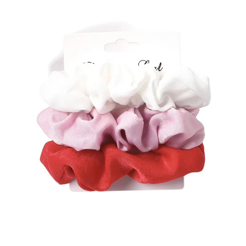 Satin Set Of 3 Scrunchies - Coral Blue Cream sold by Zulily