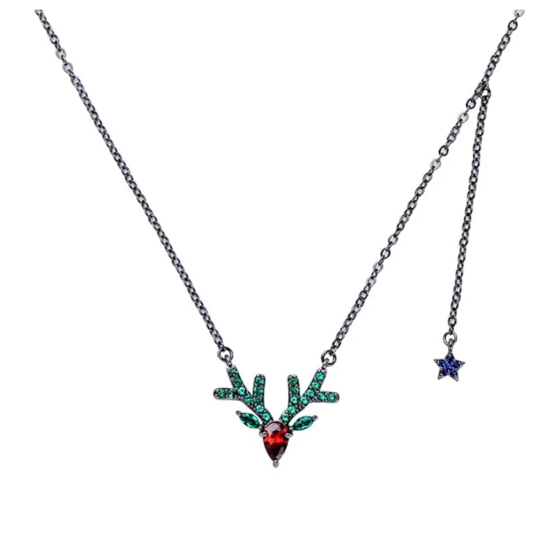 Red Green Crystal Deer Necklace sold by Zulily