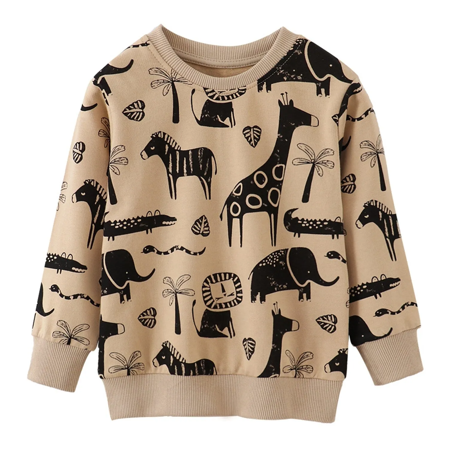 Khaki & Black Animals Round Neck Sweatshirt sold by Zulily