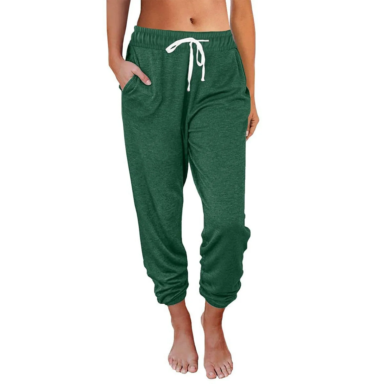 Green High-Waisted Cropped Joggers sold by Zulily