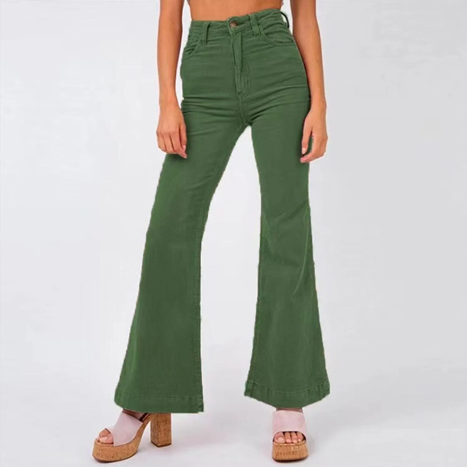 Green Corduroy Flared Pants sold by Zulily