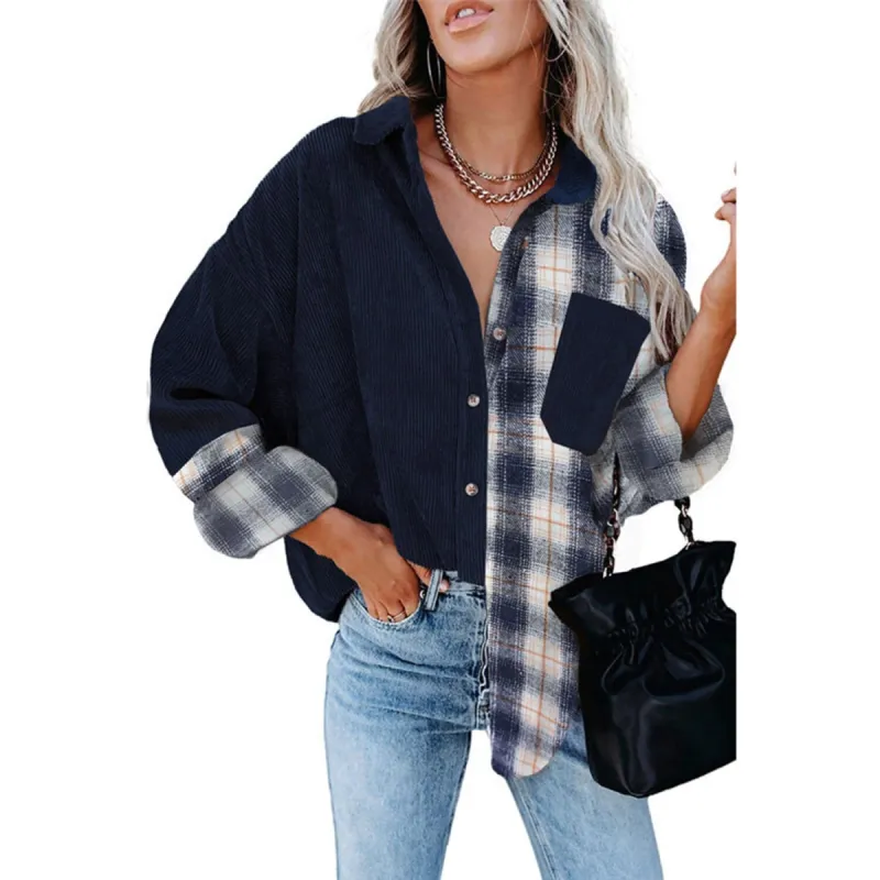 Navy Contrast Plaid Button Down Shirt sold by Zulily