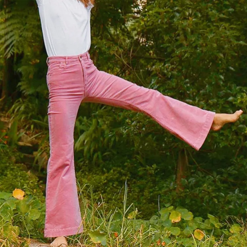 Pink Corduroy Flared Pants sold by Zulily