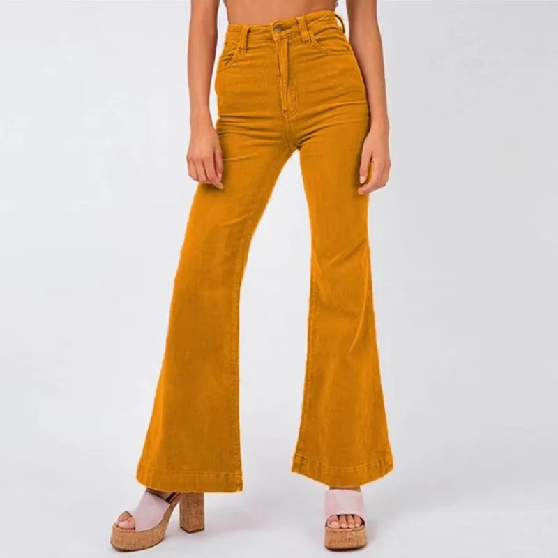 Mustard Corduroy Flared Pants sold by Zulily