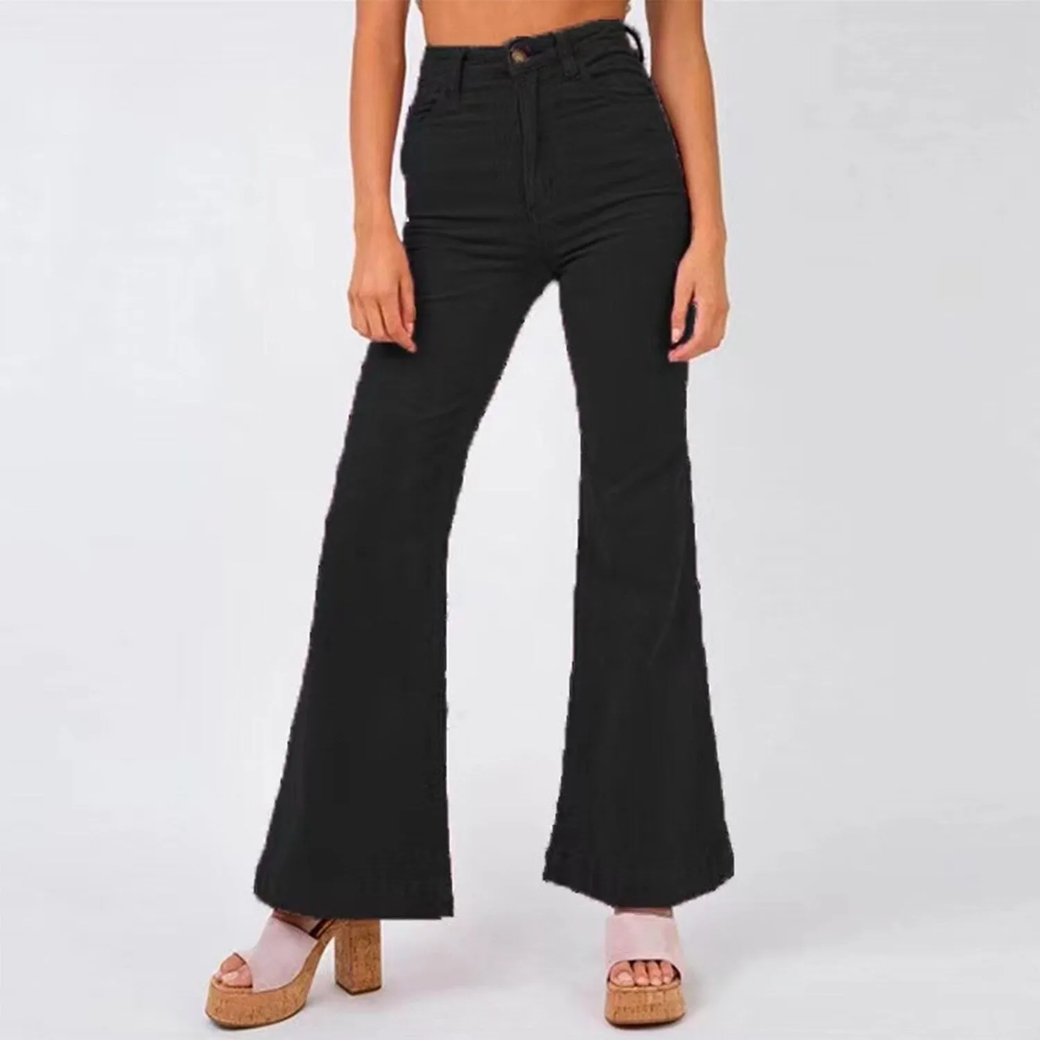 Black Corduroy Flared Pants sold by Zulily