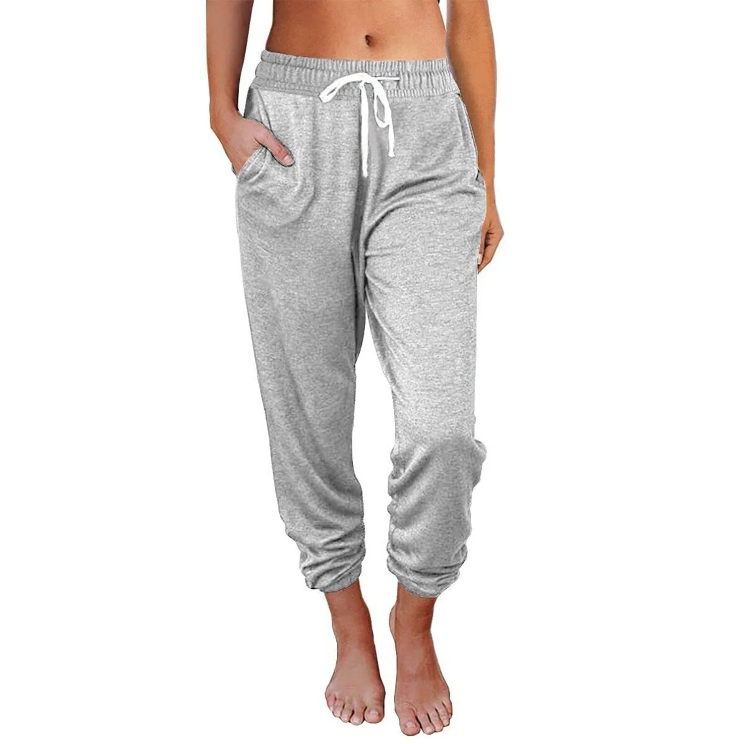 Light Grey High-Waisted Cropped Joggers sold by Zulily