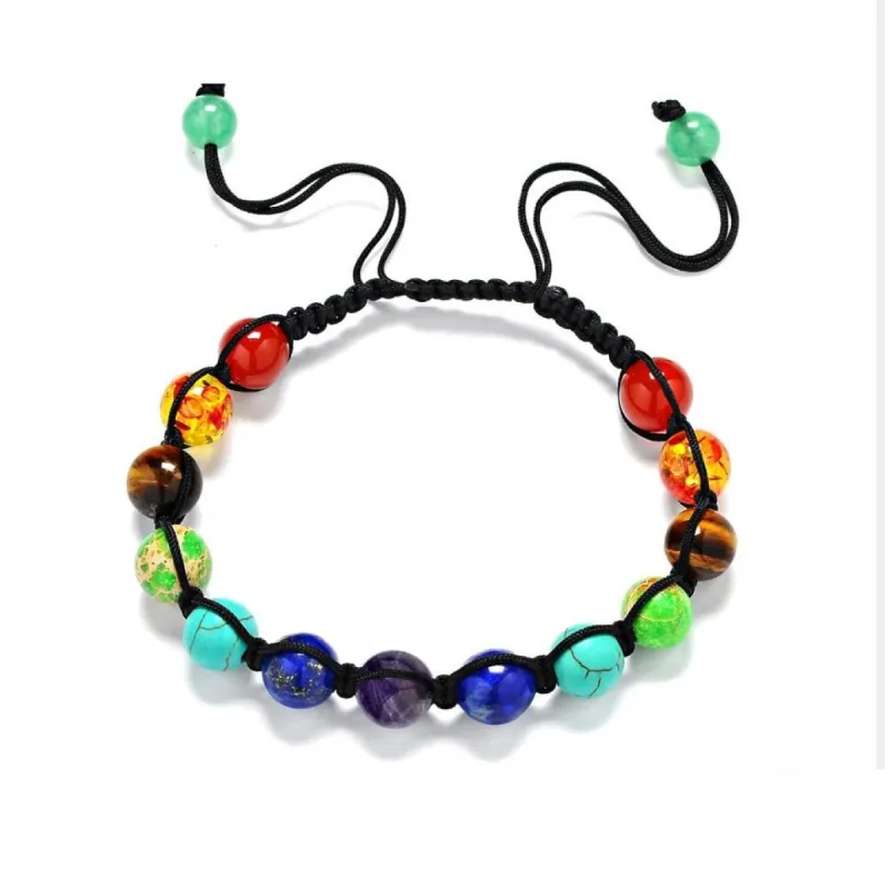 Black Adjustable Chakra Beaded Bracelet - Multi sold by Zulily