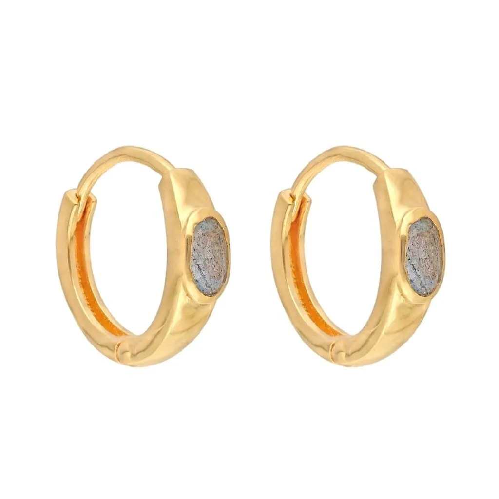 YS Gems Gold Plated Over Silver Labradorite Gemstone Hoop Earring - 0.16 x 0.55 sold by Zulily product image thumbnail 3