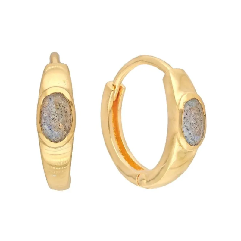 YS Gems Gold Plated Over Silver Labradorite Gemstone Hoop Earring - 0.16 x 0.55 sold by Zulily