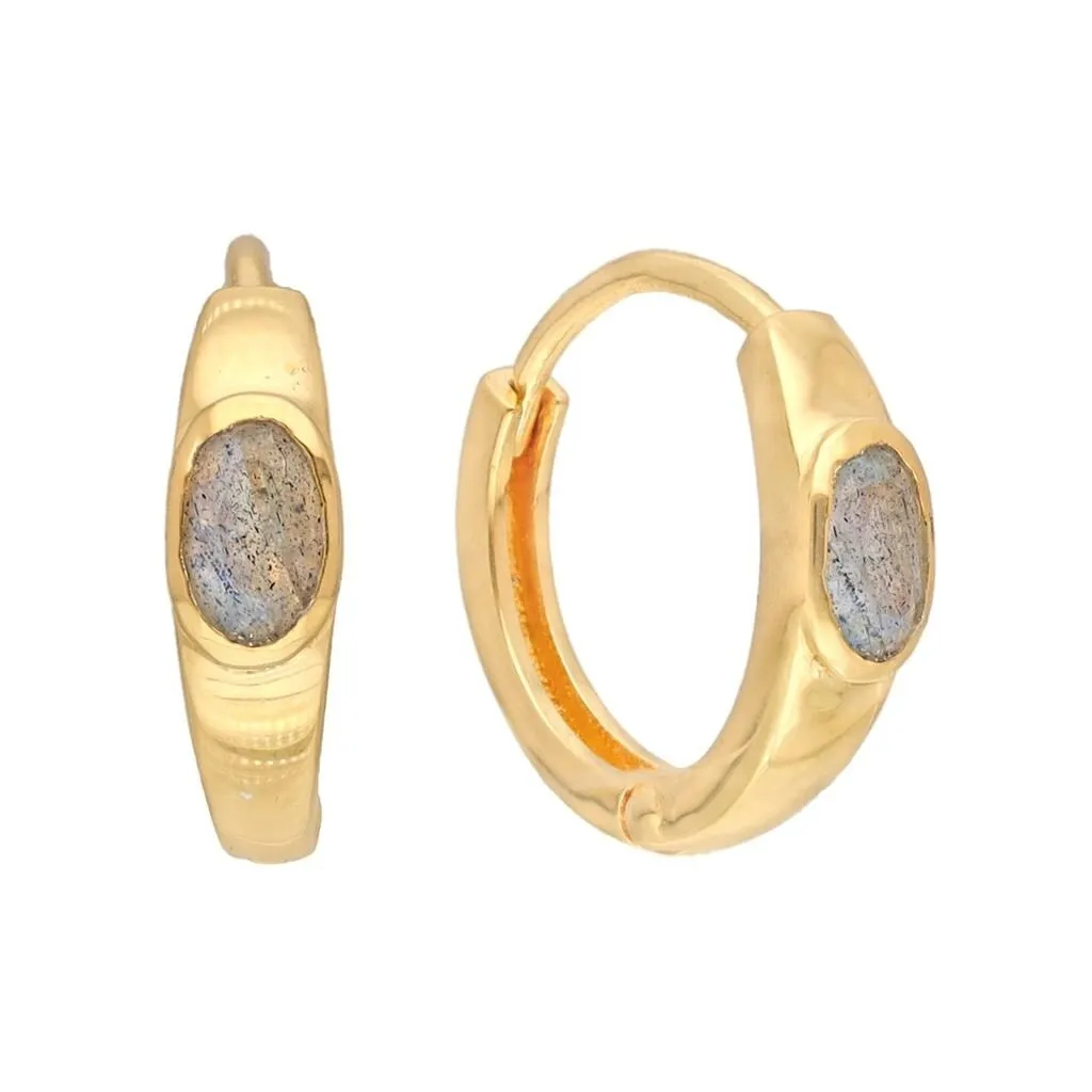 YS Gems Gold Plated Over Silver Labradorite Gemstone Hoop Earring - 0.16 x 0.55 sold by Zulily