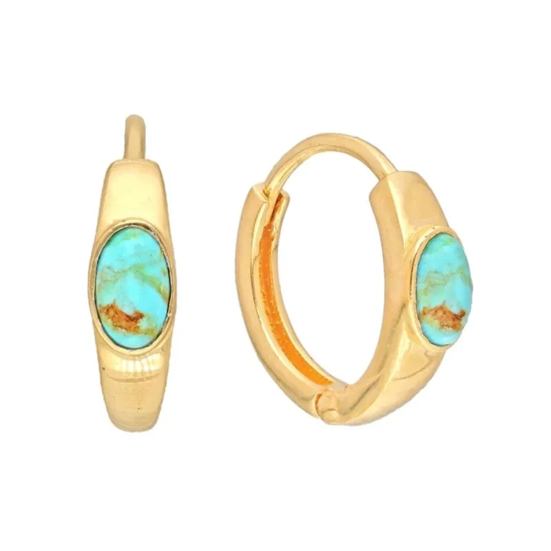 YS Gems Gold Plated Over Silver Mohave Turquoise Gemstone Hoop Earring - 0.16 x 0.55 sold by Zulily