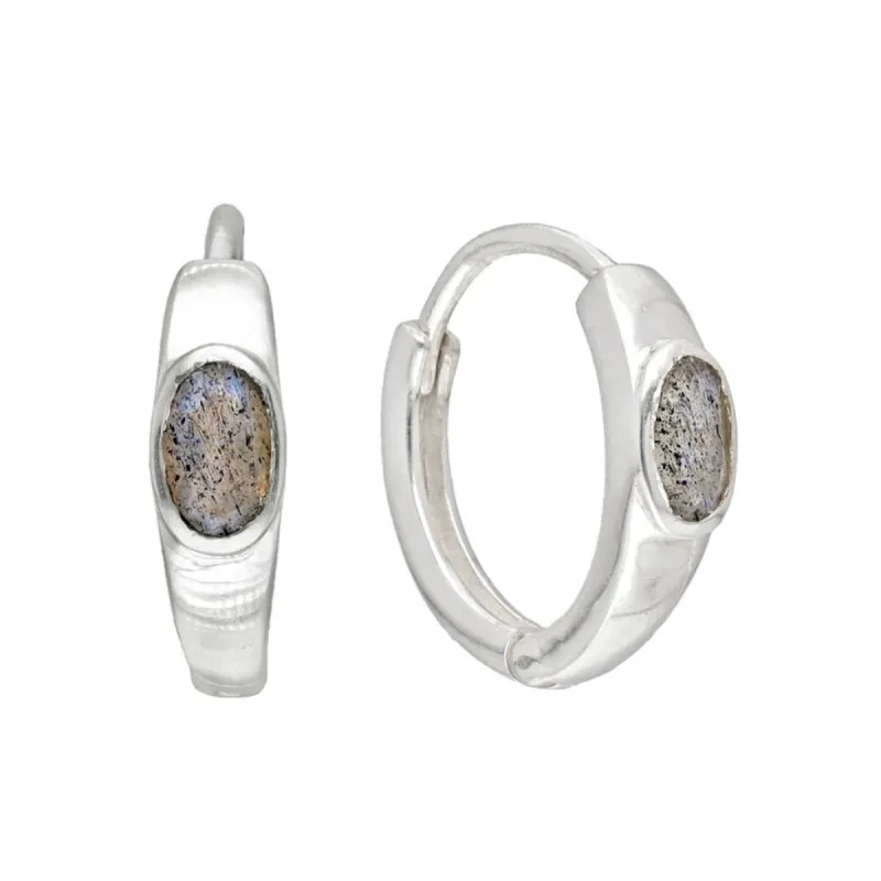 YS Gems Sterling Silver Labradorite Gemstone Gemstone Hoop Earring - 0.16 x 0.55 sold by Zulily