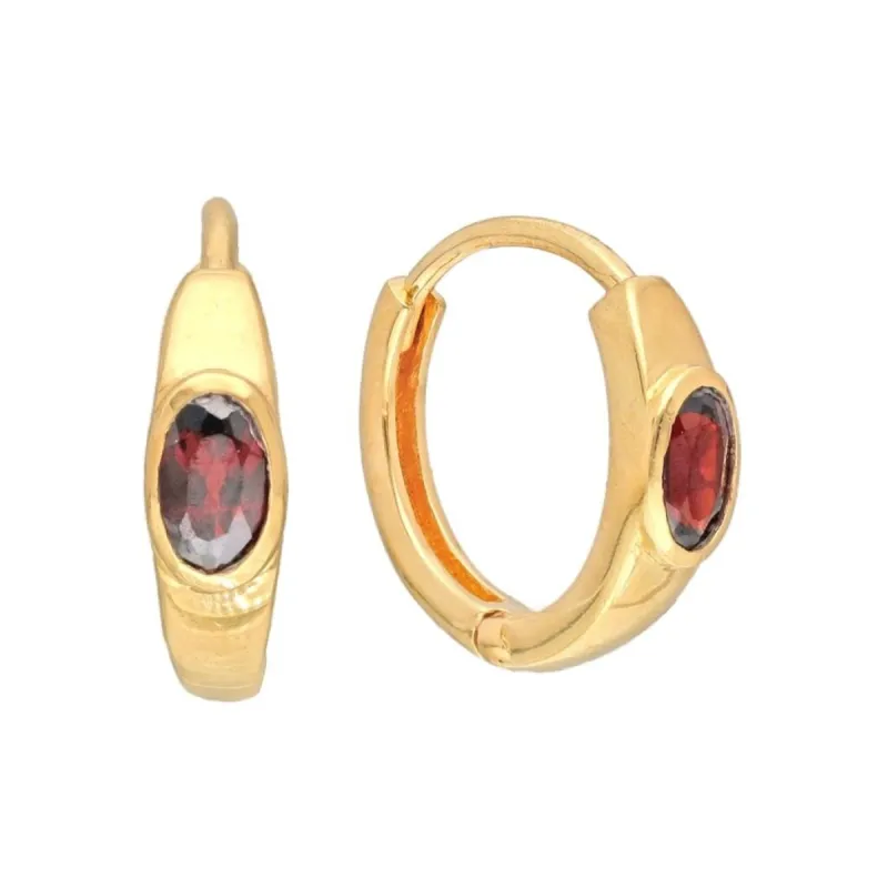YS Gems Gold Plated Over Silver Garnet Gemstone Hoop Earring - 0.16 x 0.55 sold by Zulily