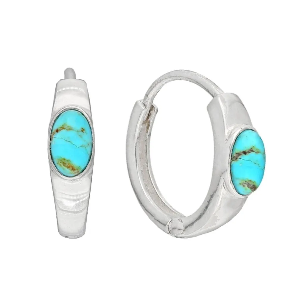 YS Gems Sterling Silver Blue Mohave Turquoise Gemstone Hoop Earring - 0.16 x 0.55 sold by Zulily