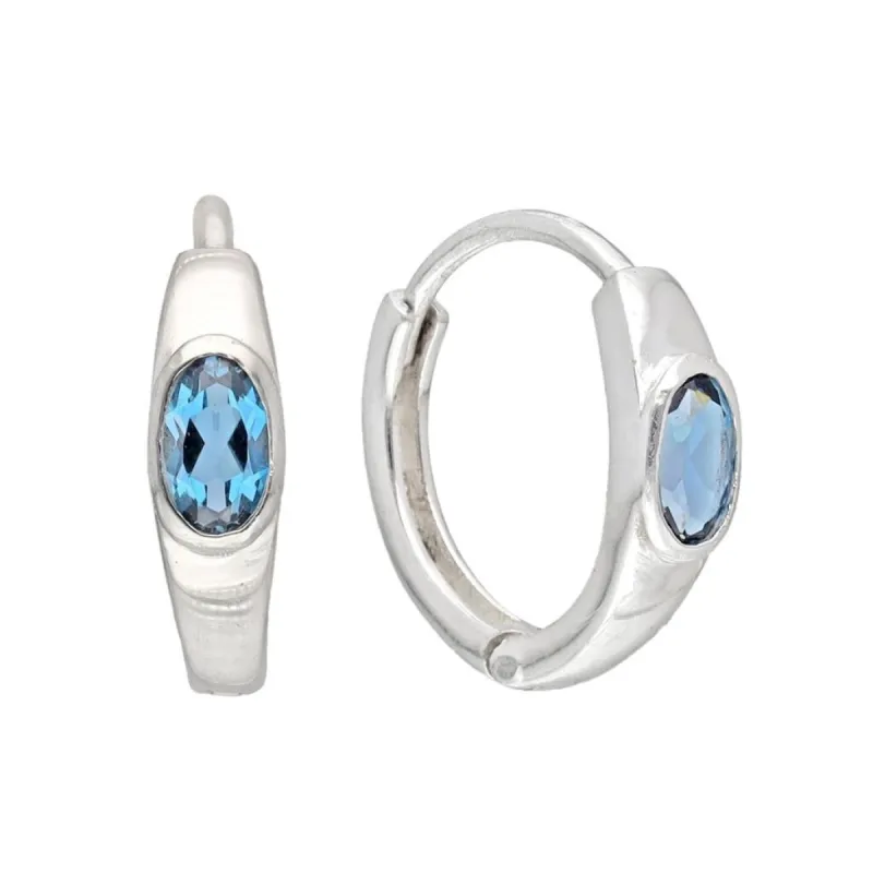YS Gems Sterling Silver London Blue Topaz Gemstone Hoop Earring - 0.16 x 0.55 sold by Zulily