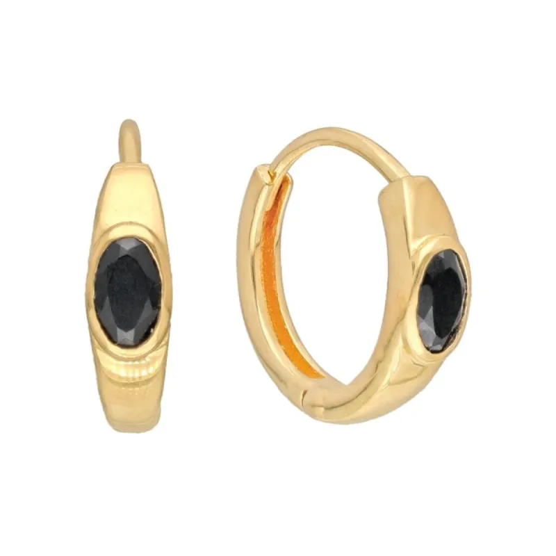 YS Gems Gold Plated Over Silver Black Onyx Gemstone Hoop Earring - 0.16 x 0.55 sold by Zulily