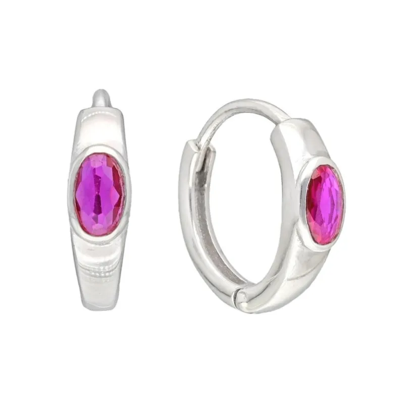 YS Gems Sterling Silver Lab Created Ruby Gemstone Hoop Earring - 0.16 x 0.55 sold by Zulily
