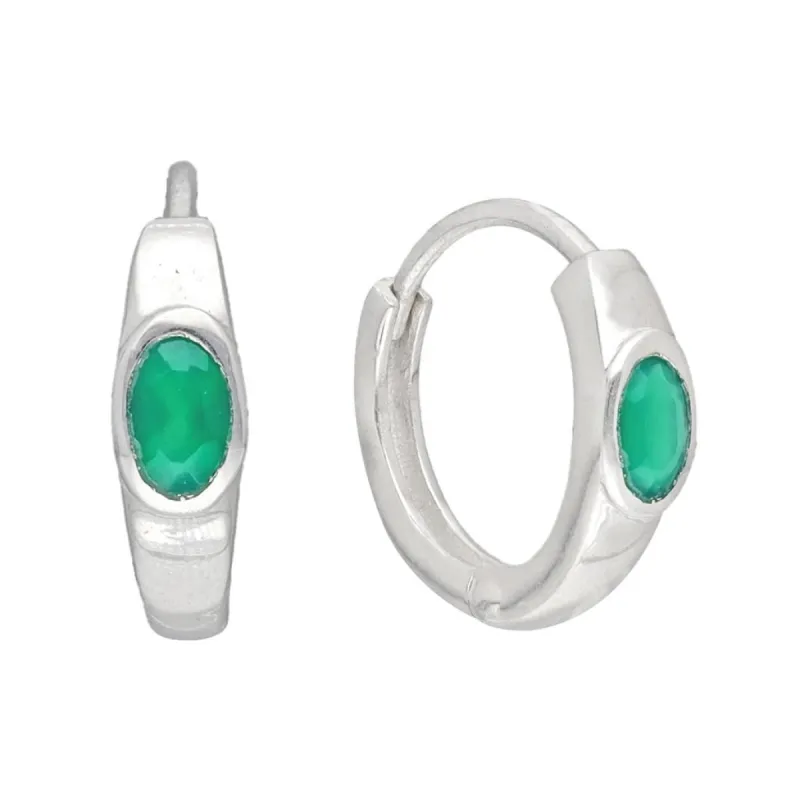 YS Gems Sterling Silver Green Onyx Gemstone Gemstone Hoop Earring - 0.16 x 0.55 sold by Zulily