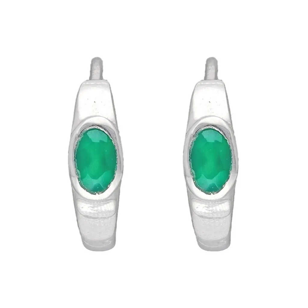 YS Gems Sterling Silver Green Onyx Gemstone Gemstone Hoop Earring - 0.16 x 0.55 sold by Zulily product image thumbnail 2