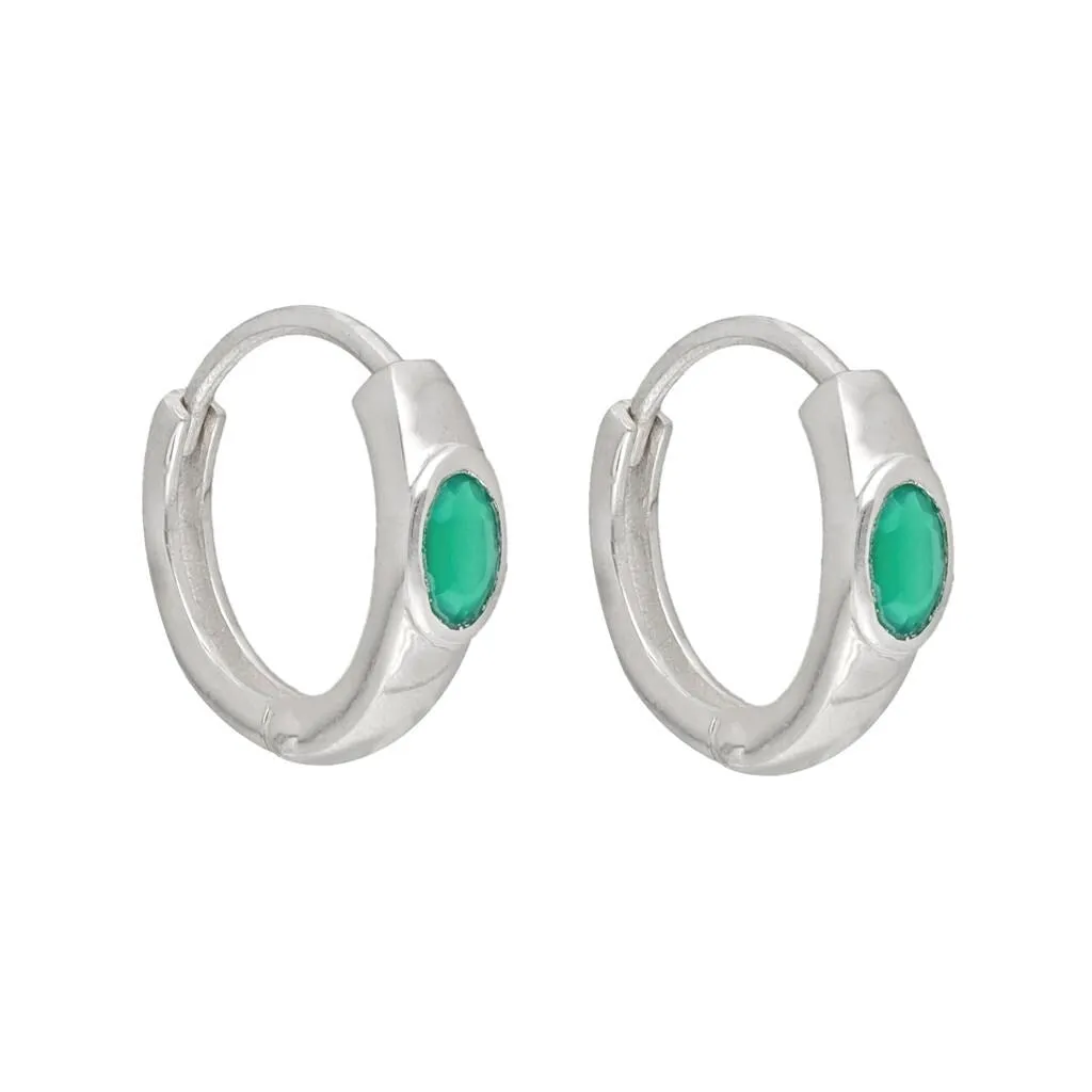 YS Gems Sterling Silver Green Onyx Gemstone Gemstone Hoop Earring - 0.16 x 0.55 sold by Zulily product image thumbnail 3
