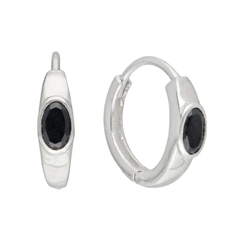 YS Gems Sterling Silver Black Onyx Gemstone Gemstone Hoop Earring - 0.16 x 0.55 sold by Zulily