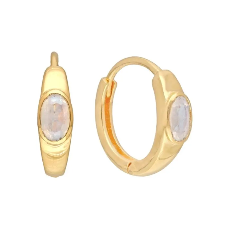 YS Gems Gold Plated Over Silver Rainbow Moonstone Hoop Earring - 0.16 x 0.55 sold by Zulily