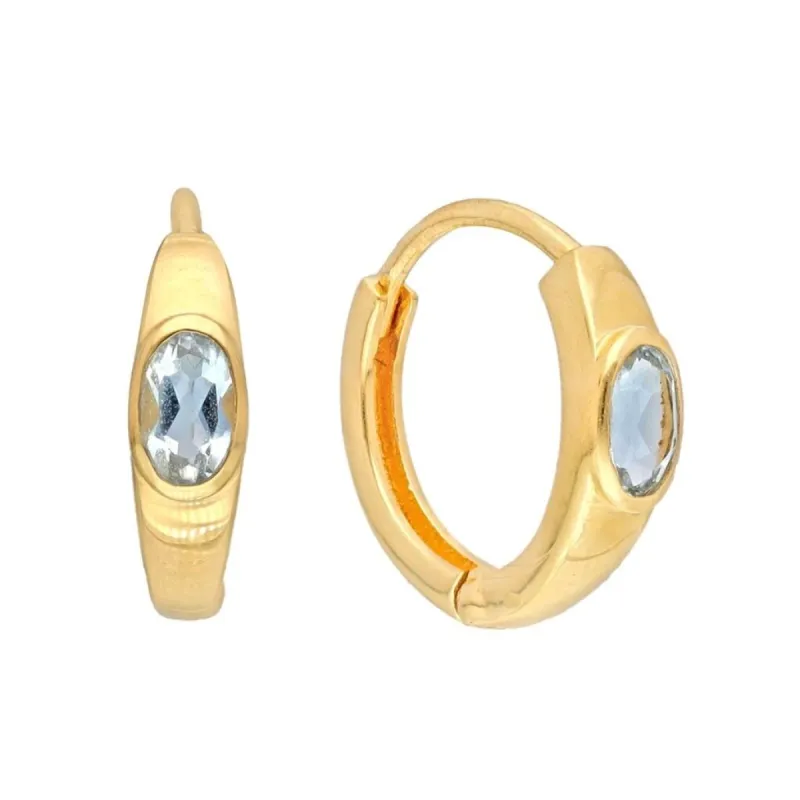 YS Gems Gold Plated Over Silver Sky Blue Topaz Gemstone Hoop Earring - 0.16 x 0.55 sold by Zulily