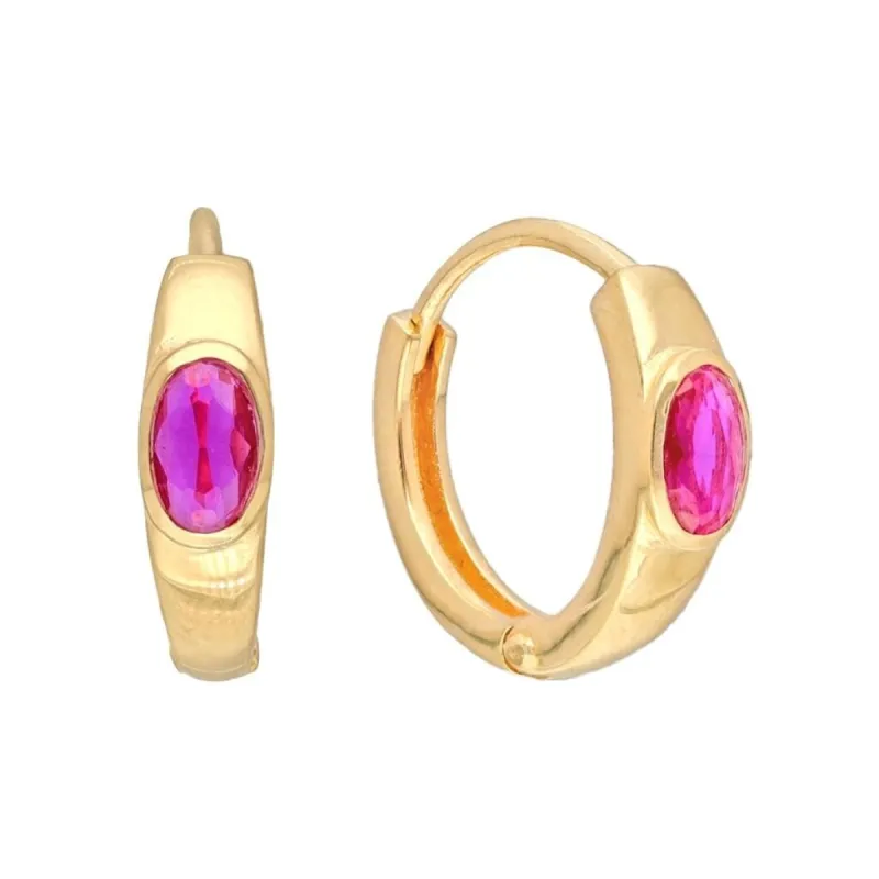 YS Gems Gold Plated Over Silver Lab Created Ruby Gemstone Hoop Earring - 0.16 x 0.55 sold by Zulily