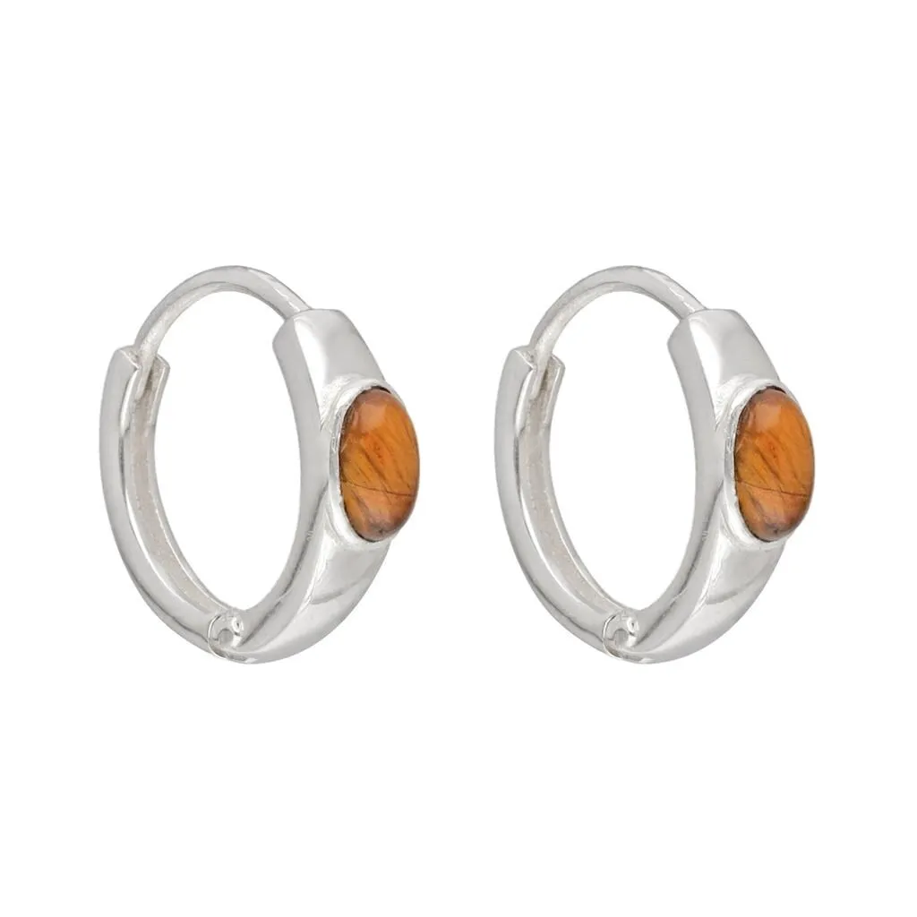 YS Gems Sterling Silver Tiger Eye Gemstone Gemstone Hoop Earring - 0.16 x 0.55 sold by Zulily product image thumbnail 3