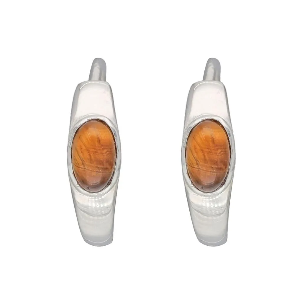 YS Gems Sterling Silver Tiger Eye Gemstone Gemstone Hoop Earring - 0.16 x 0.55 sold by Zulily product image thumbnail 2