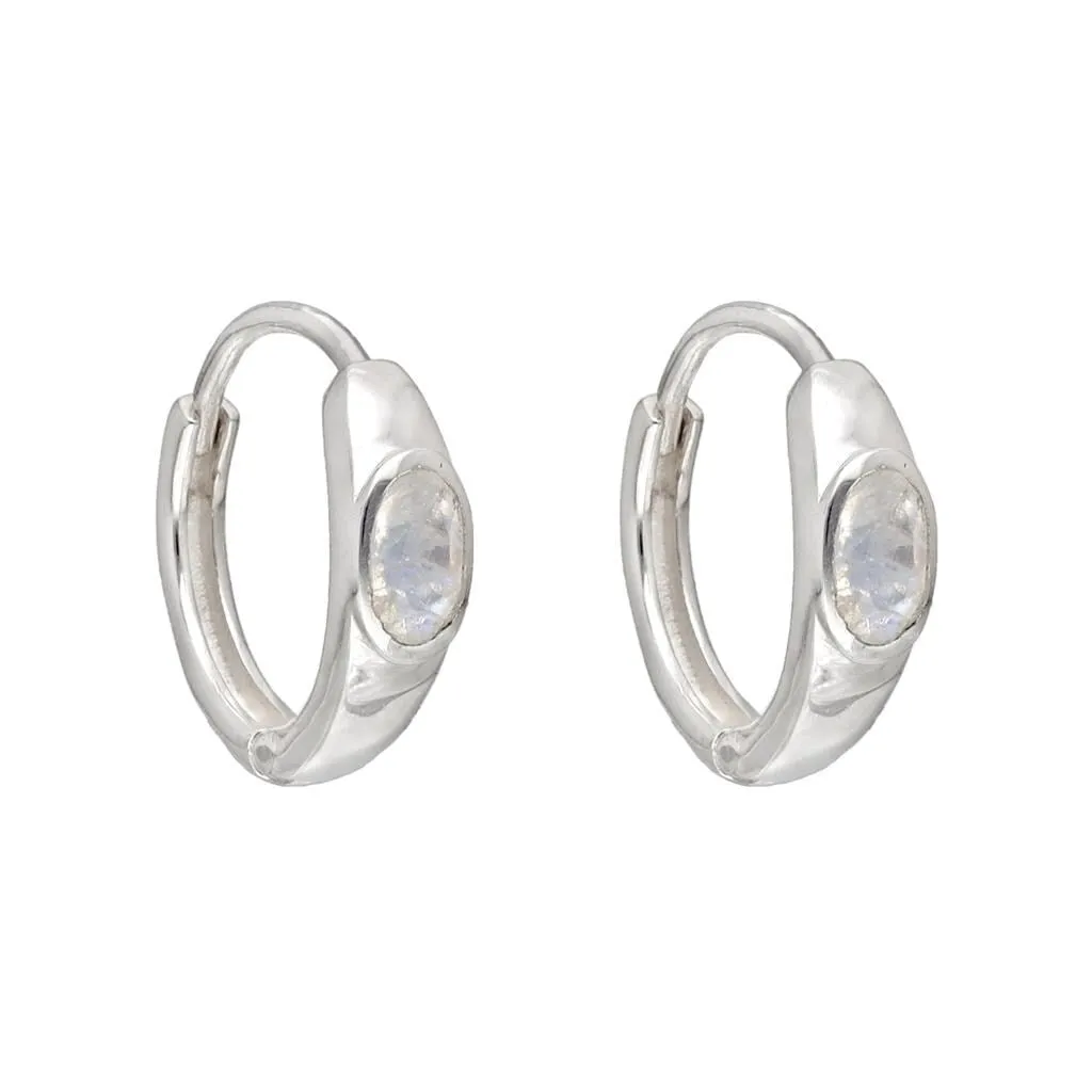 YS Gems Sterling Silver Rainbow Moonstone Gemstone Hoop Earring - 0.16 x 0.55 sold by Zulily product image thumbnail 3