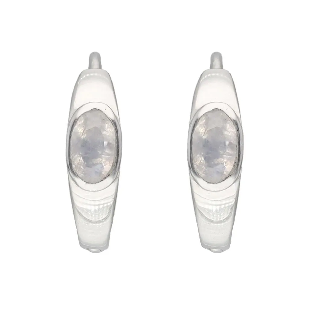 YS Gems Sterling Silver Rainbow Moonstone Gemstone Hoop Earring - 0.16 x 0.55 sold by Zulily product image thumbnail 2