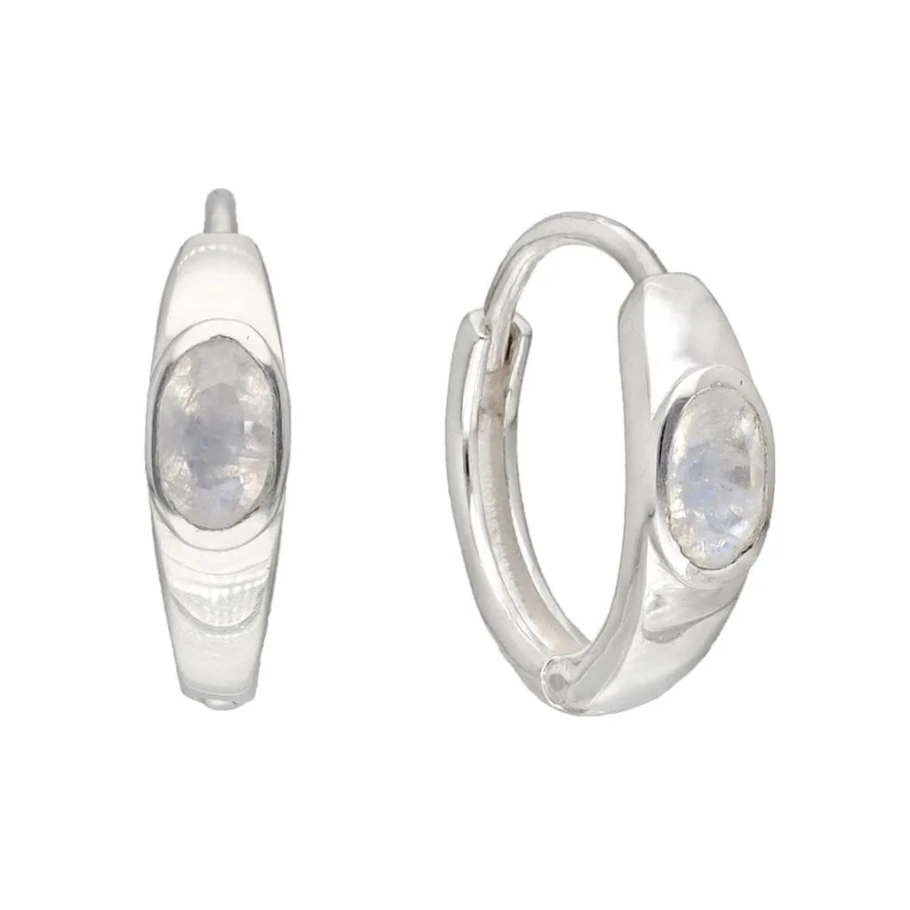 YS Gems Sterling Silver Rainbow Moonstone Gemstone Hoop Earring - 0.16 x 0.55 sold by Zulily