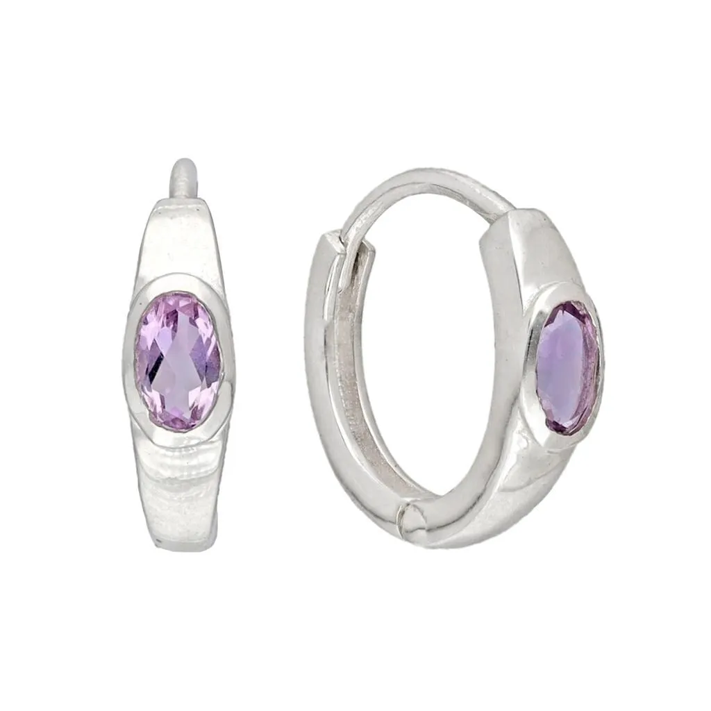 YS Gems Sterling Silver Amethyst Gemstone Gemstone Hoop Earring - 0.16 x 0.55 sold by Zulily