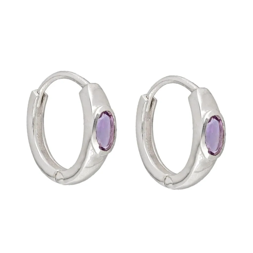 YS Gems Sterling Silver Amethyst Gemstone Gemstone Hoop Earring - 0.16 x 0.55 sold by Zulily product image thumbnail 3