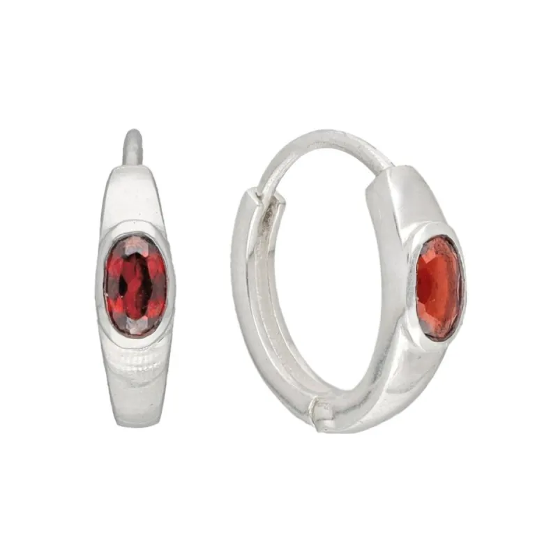 YS Gems Sterling Silver Garnet Gemstone Gemstone Hoop Earring - 0.16 x 0.55 sold by Zulily