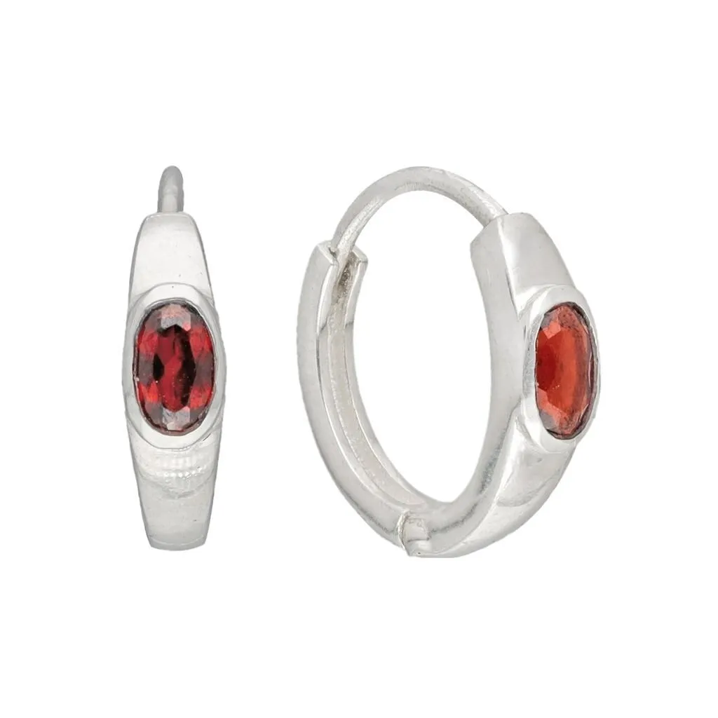 YS Gems Sterling Silver Garnet Gemstone Gemstone Hoop Earring - 0.16 x 0.55 sold by Zulily