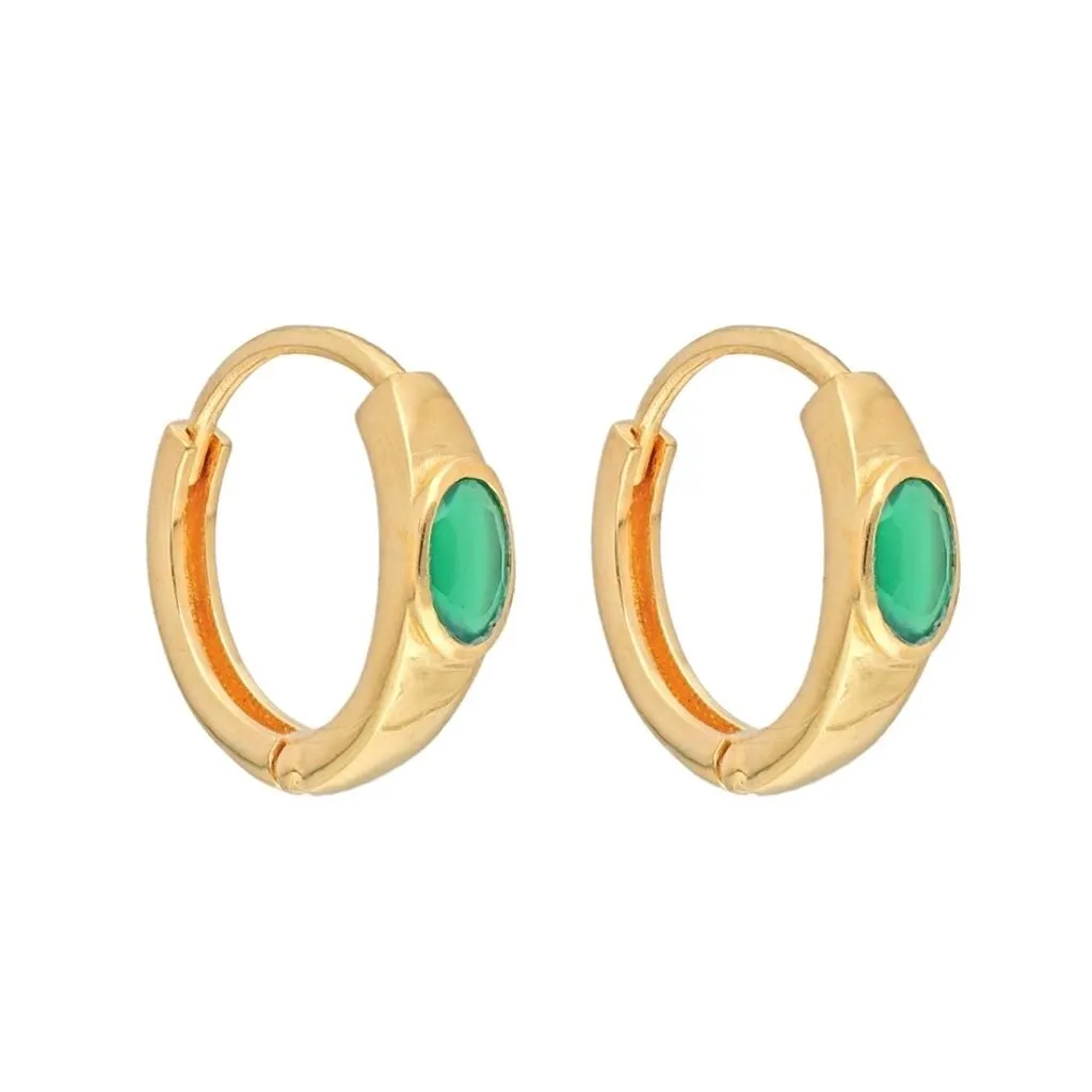 YS Gems Gold Plated Over Silver Green Onyx Gemstone Hoop Earring - 0.16 x 0.55 sold by Zulily product image thumbnail 3