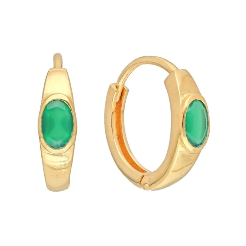 YS Gems Gold Plated Over Silver Green Onyx Gemstone Hoop Earring - 0.16 x 0.55 sold by Zulily