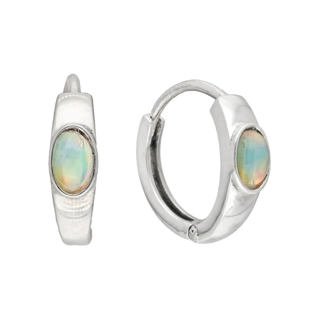 YS Gems Sterling Silver Ethiopian Opal Gemstone Gemstone Hoop Earring - 0.16 x 0.55 sold by Zulily
