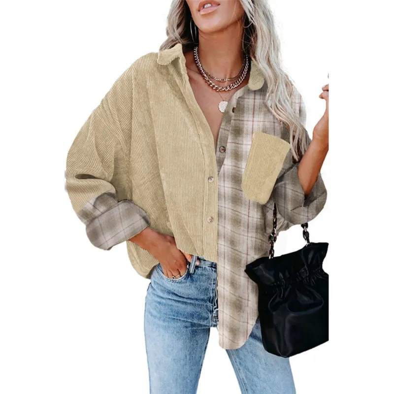 Beige Contrast Plaid Button Down Shirt sold by Zulily