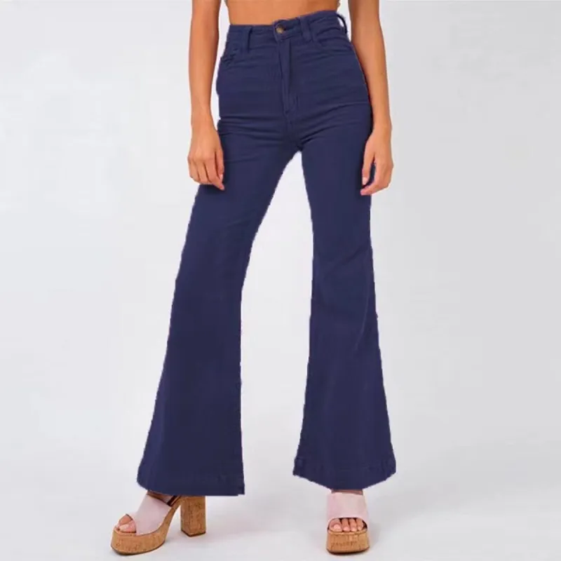 Blue Corduroy Flared Pants sold by Zulily