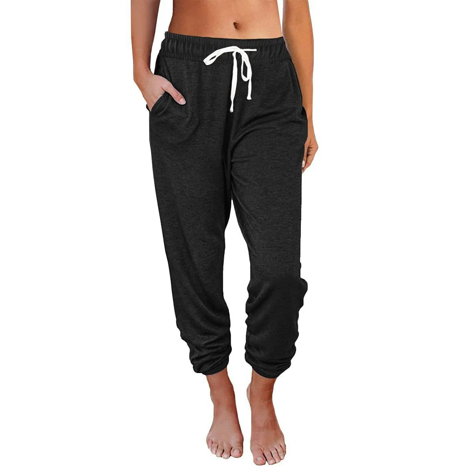 Black High-Waisted Cropped Joggers sold by Zulily