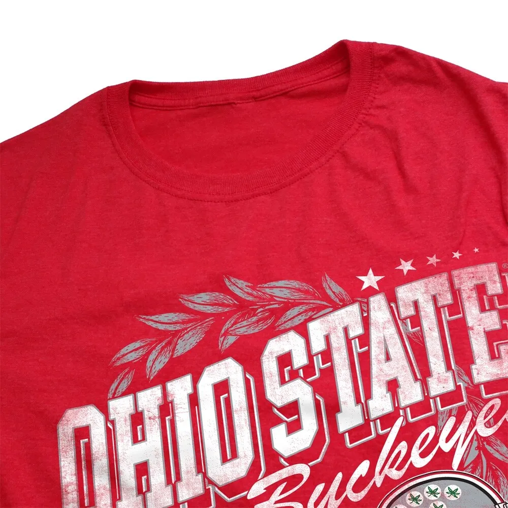 The Ohio State University Spirit Collection Football Helmet Laurels Unisex Adult Heathered Premium T Shirt,Red sold by Zulily product image thumbnail 3