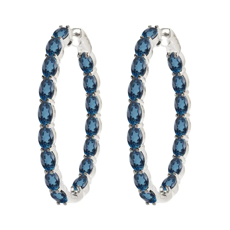 V3 Jewelry® 925 Sterling Silver with Natural London Blue Topaz Hoop Earrings for Women sold by Zulily