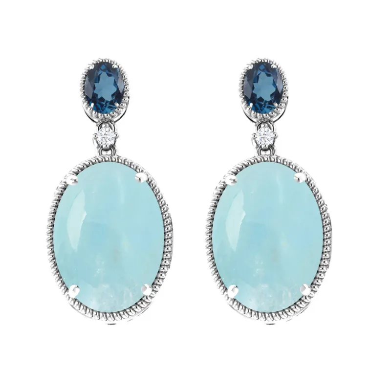V3 Jewelry® 925 Sterling Silver with Aquamarine, London Blue Topaz and White Topaz Dangle Earrings sold by Zulily