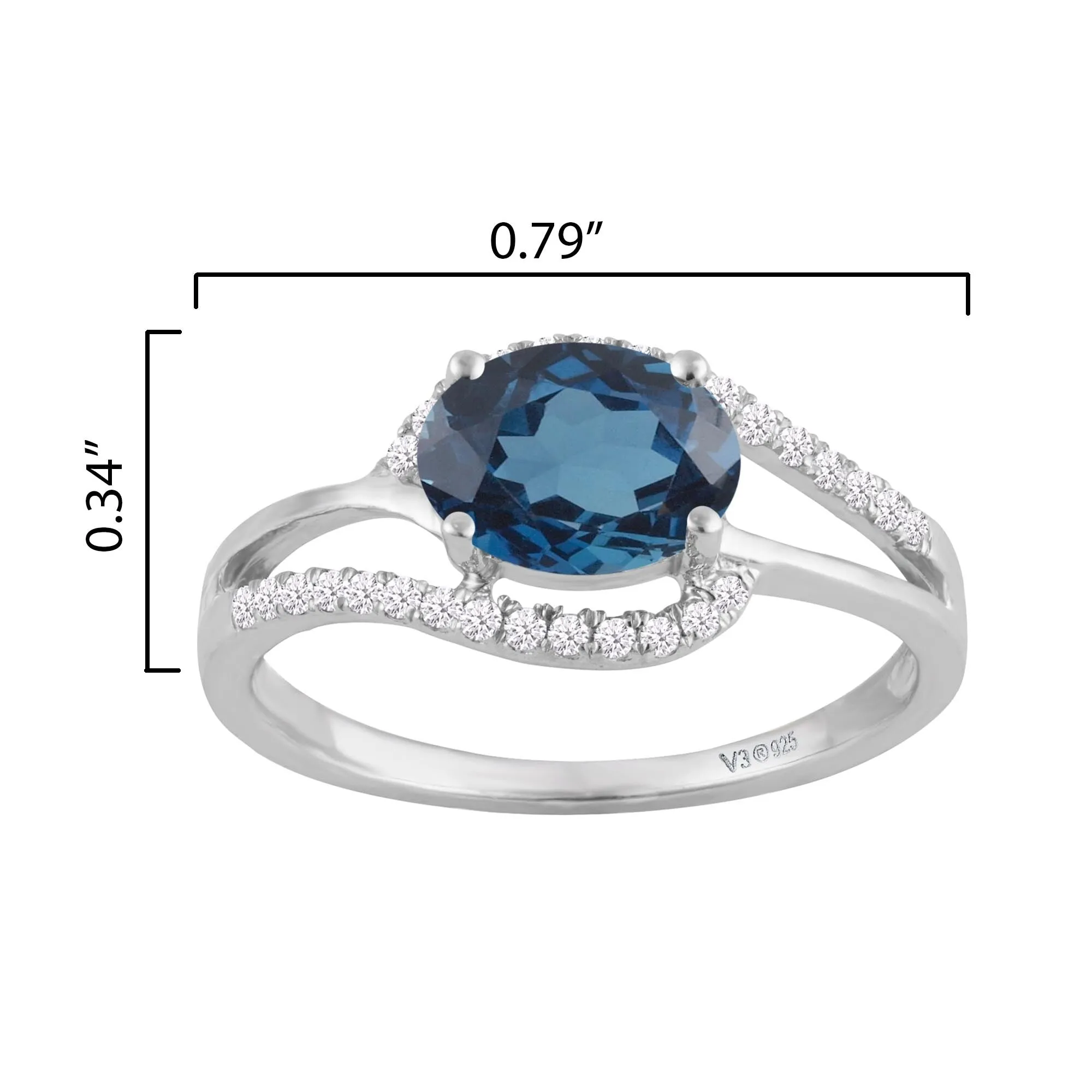 Sterling Silver Natural London Blue Topaz and White Zircon Engagement Ring sold by Zulily product image thumbnail 3