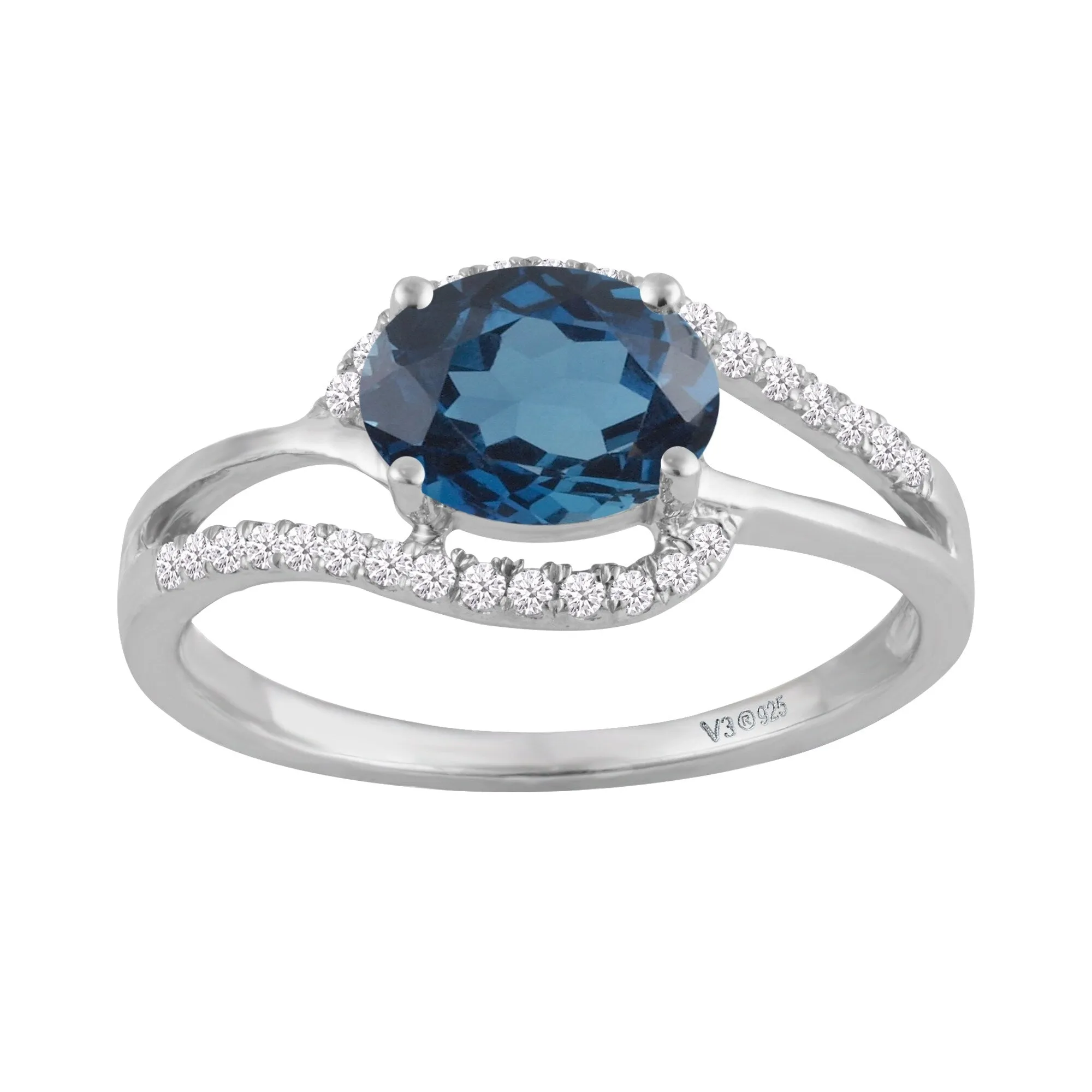 Sterling Silver Natural London Blue Topaz and White Zircon Engagement Ring sold by Zulily
