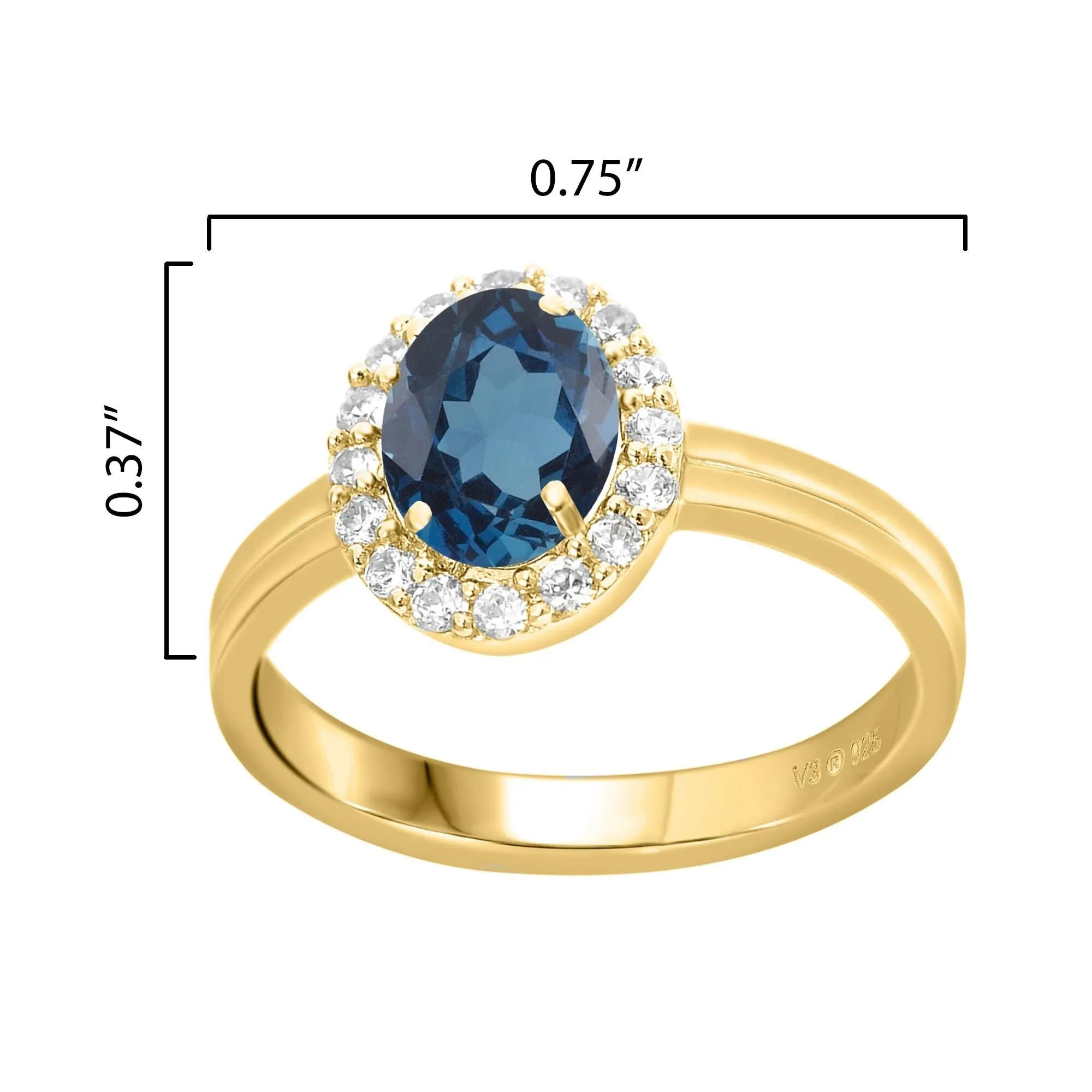 Gold Over Sterling Silver Natural London Blue Topaz and White Topaz Halo Ring sold by Zulily product image thumbnail 3