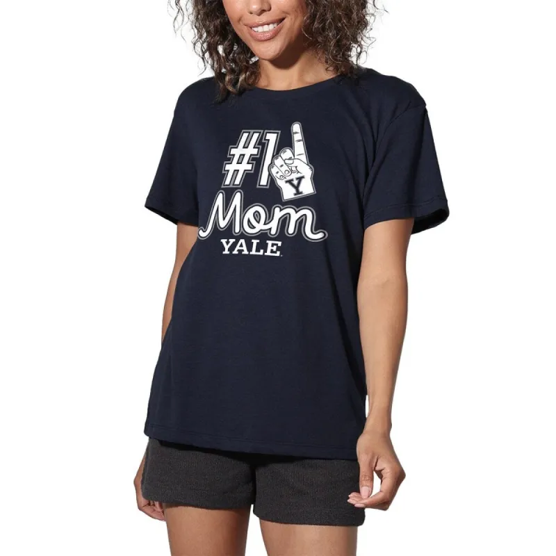Yale Bulldogs 1 Mom Mom Women's Loose T Shirt,Navy sold by Zulily